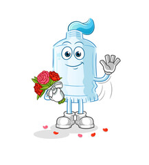 toothpaste with bouquet mascot. cartoon vector