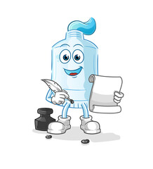 toothpaste writer vector. cartoon character