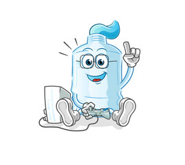 toothpaste playing video games. cartoon character