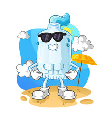 toothpaste sunbathing in summer. character vector