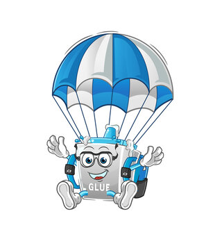 glue character parachuting blue parachute clip art preview