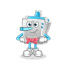 glue lie like Pinocchio character. cartoon mascot vector