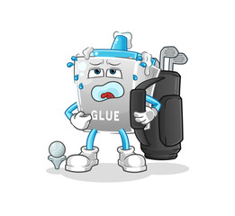 glue with golf equipment. cartoon mascot vector