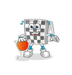 chessboard dribble basketball character. cartoon mascot vector