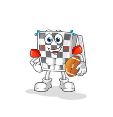 chessboard playing rugby character. cartoon mascot vector