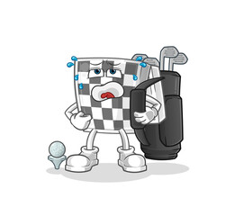 chessboard with golf equipment. cartoon mascot vector