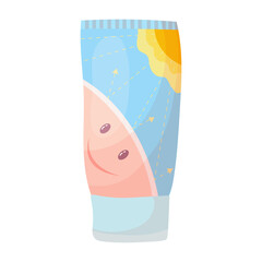 Sunscreen. Summer vacation accessories. Vector illustration isolated on a white background.