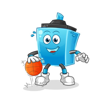 marker pen dribble basketball character. cartoon mascot vector