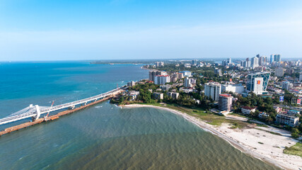Aerial view of Tanzanite Bridge in Dar es Salaam
