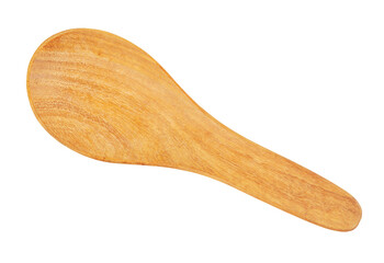 Top view of blank wooden tablespoon isolated on white background.