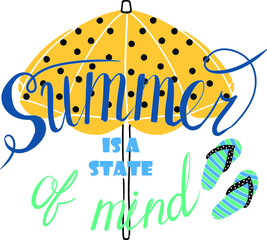 Summer lettering. Bright phrases about summer vacation and recreation. Vector illustration isolated on white background.