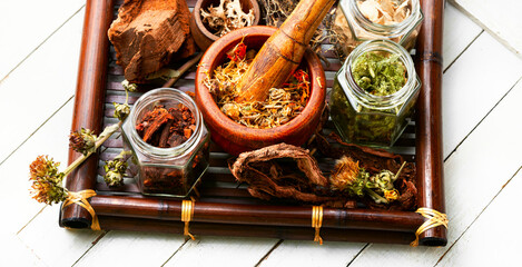 Medicinal herbs set.