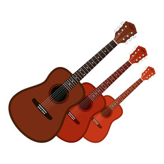 Acoustic guitar, on a white background. Stringed musical instruments. flat style. Vector illustration