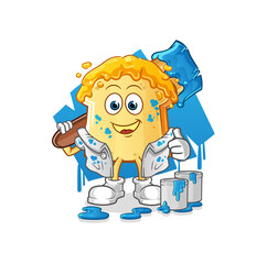 bread with honey painter illustration. character vector