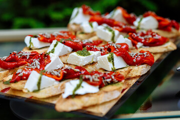 bruschetta with red pepper and cheese