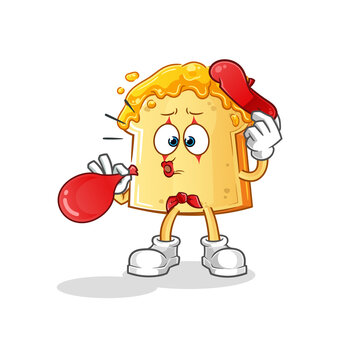 recommend clip art: bread with honey pantomime blowing balloon. cartoon mascot vector