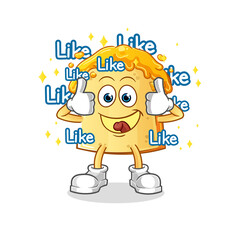 bread with honey give lots of likes. cartoon vector