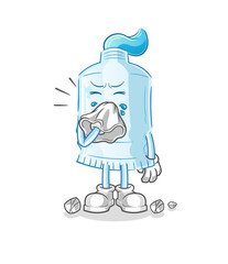 toothpaste blowing nose character. cartoon mascot vector