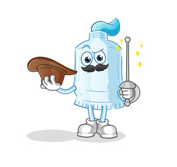toothpaste fencer character. cartoon mascot vector