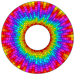 Obraz premium An illustration in the style of a stained glass window with a bright rainbow frame isolated on a white background