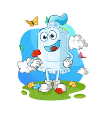 toothpaste pick flowers in spring. character vector