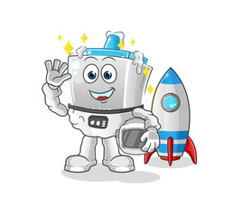 glue astronaut waving character. cartoon mascot vector