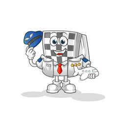 Obraz na płótnie Canvas chessboard pilot mascot. cartoon vector