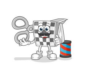 chessboard barber cartoon. cartoon mascot vector