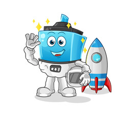 Fototapeta premium marker pen astronaut waving character. cartoon mascot vector