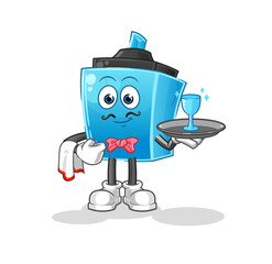 marker pen waiter cartoon. cartoon mascot vector