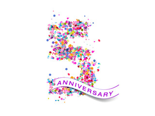 5 colorful confetti number anniversary 