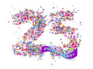 25 rainbow confetti number anniversary 