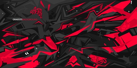 Dark Black And Red And White Abstract Flat Urban Street Art Graffiti Style Vector Illustration Template Background © Anton Kustsinski