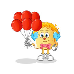 bread with honey clown with balloons vector. cartoon character