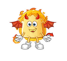 bread with honey demon with wings character. cartoon mascot vector © dataimasu