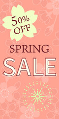 春のセールのバナーテンプレート（桜模様の背景素材）