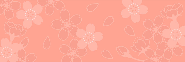 シンプルな桜模様の背景素材（春のイメージのバナー素材）
