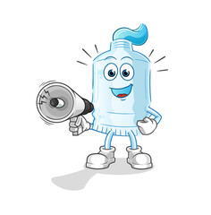 toothpaste holding hand loudspeakers vector. cartoon character