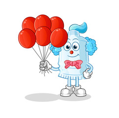 toothpaste clown with balloons vector. cartoon character