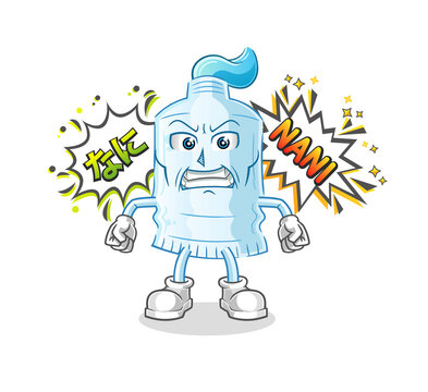 toothpaste anime angry vector. cartoon character