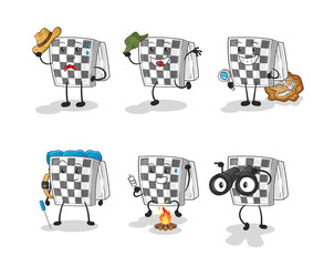 chessboard adventure group character. cartoon mascot vector