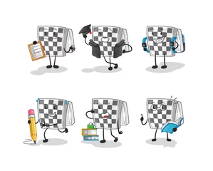 Fototapeten chessboard education set character. cartoon mascot vector © dataimasu
