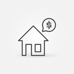 House with Dollar Sign outline vector concept icon