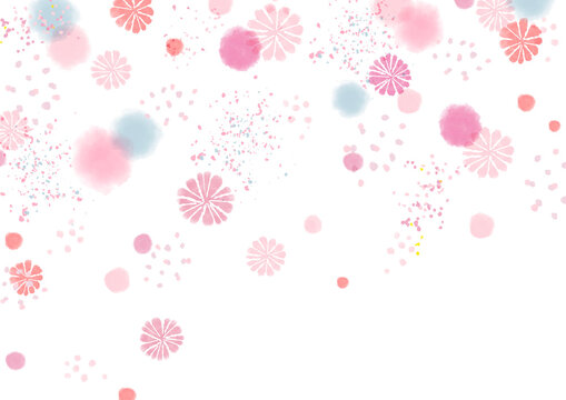 春の雪 手書き ピンクの花の背景
