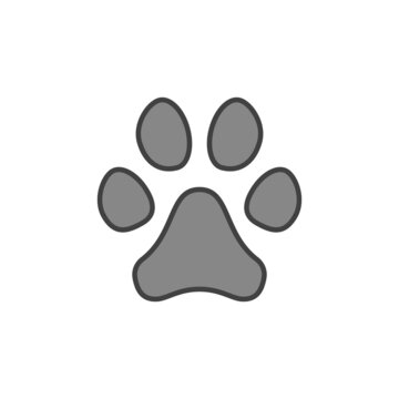 Dog or Cat Paw Print vector concept colored icon or sign
