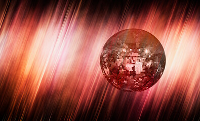 Party disco mirror ball reflecting colorful  lights 