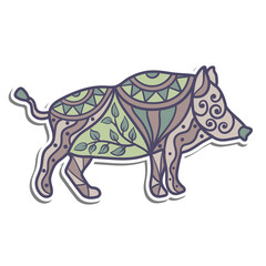 Vector sticker with wild boar