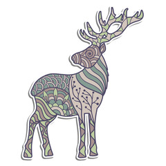 Vector deer sticker with abstract patterns