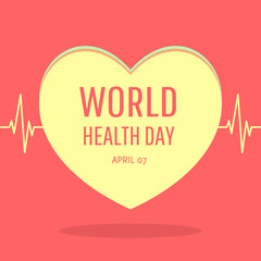 Heart and cardiogram design for world health day.