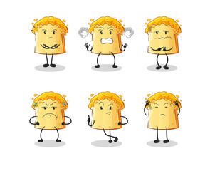 bread with honey angry group character. cartoon mascot vector